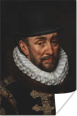 Produktbild von MuchoWow® Poster Wilhelm von Oranien - Adriaen Thomasz - Hut 120x180 cm - Kunstposter