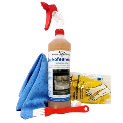 Produktbild von PandaCleaner Backofen & Grillreiniger - 1000ml Spray Backofen Reiniger - Set mit Pinsel Handschuhe & Tuch - Ofenreiniger Backofenreiniger