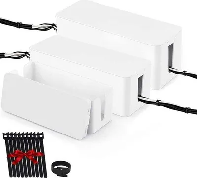 Image de Kit d'organisation de câbles pour la gestion des câbles - Rangement et supports - Cache-câbles - Prises et cordons d'alimentation - blanc - 3 pièces