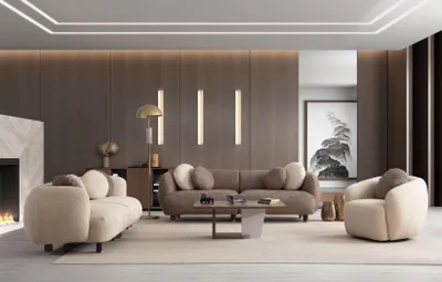 Produktbild von Braun-Beige Polstergarnitur Stilvolle 3-er Sofas Sitzsessel 3tlg Set