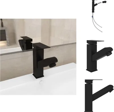 Obrázek produktu pro vidaXL Umyvadlová baterie s výsuvnou sprškou černá 157x172 mm - Vodovodní baterie