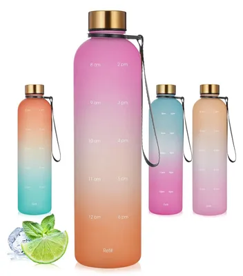 Produktbild von Wasserflasche, 1000 ml, mit Zeitmarkierungen und auslaufsicherem Verschluss