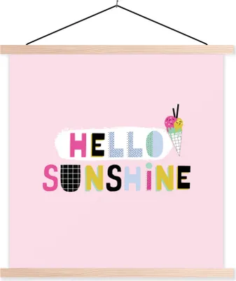 Produktbild von MuchoWow® Textilposter Sommer - Eiscreme - Zitat 60x60 cm mit holzfarbenen Rahmen - Wanddekoration