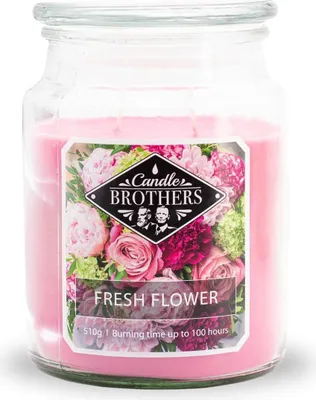 Produktbild von Fresh Flower Duftkerze Candle Brothers, Kerze im Glas, 2 Dochte, 510g, 100h Brenndauer, Raumduftkerze
