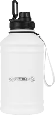 Produktbild von SPORTINATOR Edelstahl Trinkflasche "Hydrated" 2,2L | BPA-frei & Spülmaschinenfest | Mit Trageband & Schlaufe | Fitness & Sport, weiß | STR-67