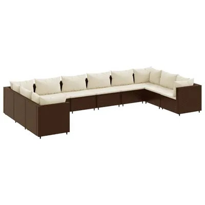 Produktbild von vidaXL 10-tlg. Garten-Lounge-Set mit Kissen Braun Poly Rattan