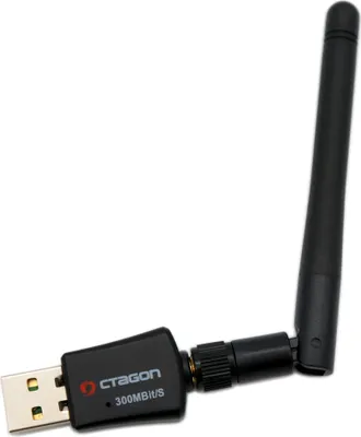 Produktbild von Octagon WL318 Optima WLAN Adapter mit Antenne (300 MBit/s, 2.4 GHz WiFi, USB 2.0, 2dBi, schwarz)