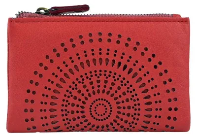 Immagine prodotto di Portafoglio da donna in vera pelle, con motivo geometrico e chiusura a zip