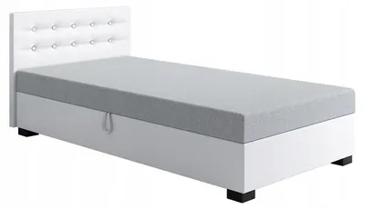Produktbild von TAPCZANY24 - Boxspringbett Olaf 100x200x42 cm mit Taschenfederkern Matratze, Bett mit Matratze, Polsterbett mit Bettkasten - Grau mit Weiß