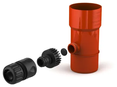 Produktbild von BRYZA Regenwassersammler Ø 63 mm mit 3/4" Gewinde, Ziegelrot RAL 8004