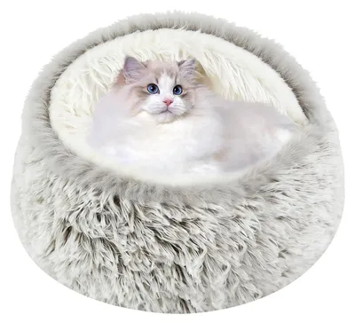 Katzenbett mit Kapuze, Antirutschboden, für Katzen & kleine Hunde, Braun