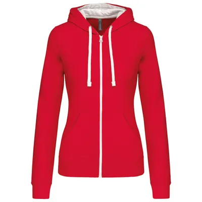 Produktbild von Kariban DAMEN-KAPUZENSWEATSHIRT BICOLOR mit Reißverschluss