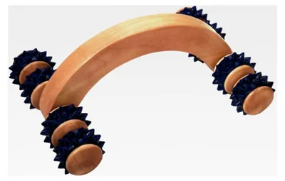 Produktbild von Massagehandroller aus Holz mit 8 Rollen