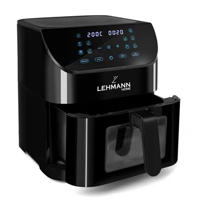 Produktbild von LEHMANN Heißluftfritteuse, Airfryer 1800 W, Kapazität 8L, max 200°C, 12 Programmen, mit Sichtfenster - Backen und Frittieren Ohne Fett