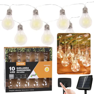 Produktbild von Solar Gartengirlande 10 LED, Lichterkette warmweiß 3,8m