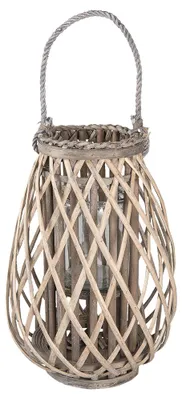 Image de Clayre & Eef Photophore Ø 27x40 cm Gris Bois