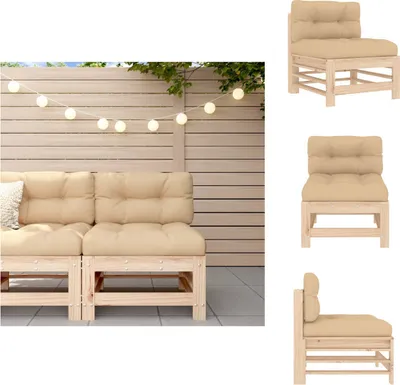 Produktbild von vidaXL Mittelsofa mit Kissen Massivholz Kiefer -  Gartensofaelemente