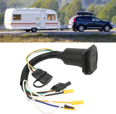 Produktbild von Anhänger-Verkabelungsadapter, 4-Wege-zu-7-Rundstecker-Konverter mit Pin-Montagehalterung für Wohnmobile