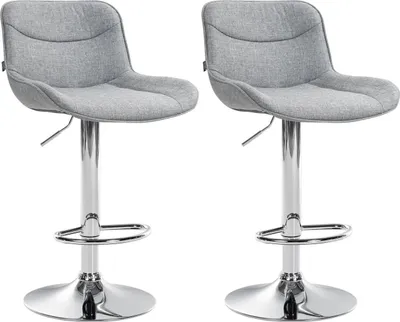 Produktbild von 2er Set Barhocker Vonore Stoff chrom grau