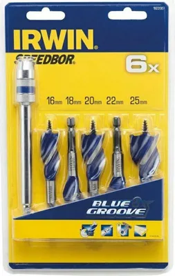 Zdjęcie produktu dla IRWIN WOOD DIGGING BOLTS SET OF 5 BLUE GROOVE 6X 16, 18, 20, 22, 25 mm