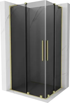 Produktbild von Mexen Velar L Duo Duschkabine verschiebbar 90 x 80 cm, graphit, gebürstetes Gold - 871-090-080-02-43-55
