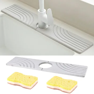 Image de Tapis de robinet de cuisine en diatomite avec 2 éponges de nettoyage