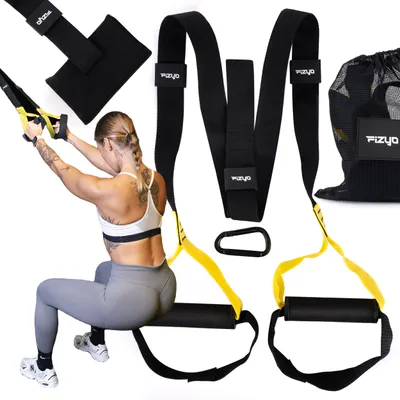Produktbild von Fizyo TRX Schlingentrainer Sling Trainer mit Türanker, elastische Trainingsgurte für Ganzkörper-Widerstandstraining, Suspension Trainer für Zuhause