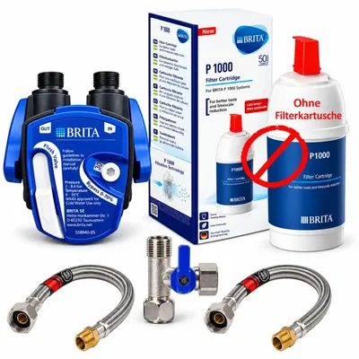 Produktbild von BRITA Wasserfilter Untertisch Anschluss-Set – Filterkopf für P1000, P3000, C300 & C500 + Schläuche & Adapter, ohne Filterkartusche