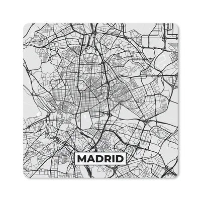 Produktbild von MuchoWow® Mauspad Mousepad Madrid - Schwarz und weiß - Stadtplan - Karte 20x20 cm - Mousepads - Maus Mat - Pad - Mausunterlage - Desk Mat - Bureauartikeln