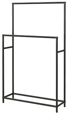 Obrázok produktu pre Stojaci držiak na uteráky s 2 úrovňami | Farba: Čierna | Rozmery: 66 x 20 x 110 cm