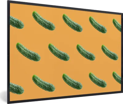Produktbild von MuchoWow® MuchoWow® Gerahmtes Poster Gemüse - Muster - Orange 60x40 cm - Poster mit zchwarzem Bilderrahmen - Printing - Wanddeko Schlafzimmer