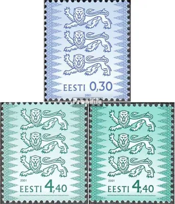 Produktbild von Briefmarken Estland 2001 Mi 357II C,376II a,376II b postfrisch Wappenlöwen