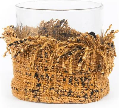 Image de Bazar Bizar Bougeoir coton cannelle et noir 8x8x8cm