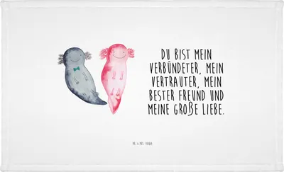 Produktbild von Mr. & Mrs. Panda Handtuch Axolotl Freundin - Weiß - Geschenk, 50x100, Freund, Liebe, Valentinstag, Baumwollhandtuch, kleines, Flauschtuch, Frotteehandtuch