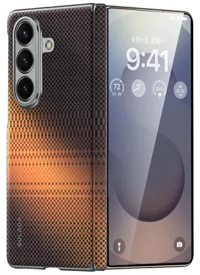 Immagine prodotto di Per Samsung Galaxy Z Fold7 SULADA Poliammide Pattern Texture Custodia magnetica arancione