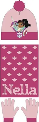 Produktbild von Nella Baby Winterset Mütze mit Schal und Handschuhen 46/48 für Kinder Pinker Bommel