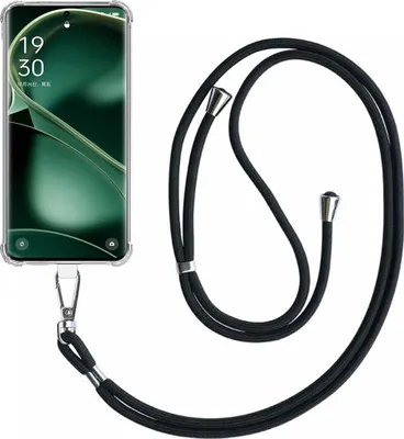 Produktbild von Handyhülle passend für Oppo Find X6 Pro Transparent Stoßfest mit abnehmbarem Universal-Telefonkabel - Backcover Case Silikon ShockProof mit Lanyard - Smartphonics