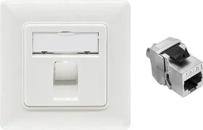 Produktbild von Netzwerkdose Datendose cat.8 Keystone RJ45 integrierbar 1-fach signalweiß RAL9003