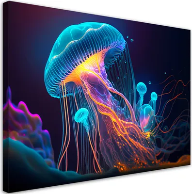 Image de Toile « Couleurs vives sous l'eau » 90 x 60 Feeby Image colorée pour le mur, prête à être accrochée
