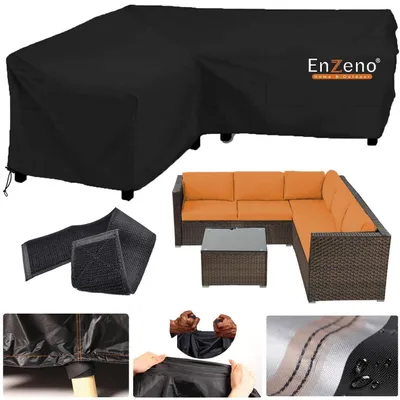 Zdjęcie produktu dla Pokrowiec na meble ogrodowe, kształt L, wodoodporny, materiał Oxford 420D, wymiary 260x210x87 cm