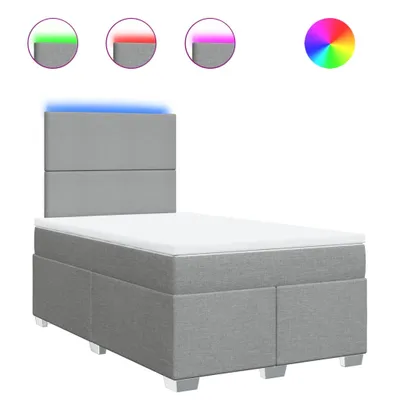 Produktbild von Boxspringbett mit Matratze Hellgrau 120x200 cm Stoff