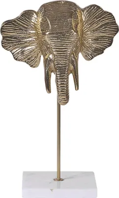 Produktbild von BELIANI Dekofigur in Gold aus Aluminium Elefantenform 33 cm Hoch Standfuß aus Marmor Dekoration Figur Wohnaccessoires