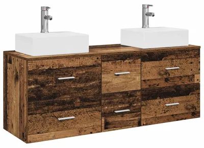 Image de vidaXL Ensemble de 3 armoires de salle de bain en bois de récupération, 49,5 x 41 x 62,5 cm