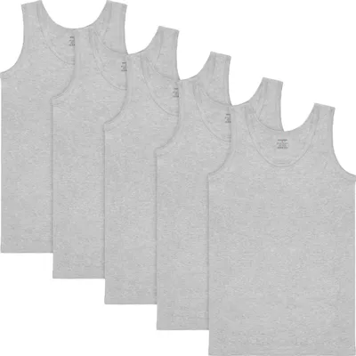 Obrázek produktu pro Pánské tílko BRUBAKER 5-Pack Classic Undershirt - vysoce kvalitní bavlna (hladká) - extra dlouhé - bezešvé - světle šedé - velikost XXL