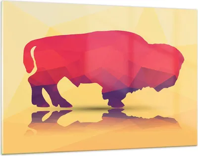 Produktbild von Bilder auf glas - Bison Illustration Bunt Grafik - 120x80cm - Glasbilder - Wandbilder - Kunstdruck - zum Aufhängen bereit - Wanddekoration aus Glas - Glas Bilder - Wandbild auf Glas - GAA120x80-2812