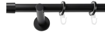 Produktbild von SN Deco Gardinenstange Brest, 19 mm, 1-läufig, Stahl, Komplett-Set mit Ringen, Auflageträger, 100 cm, schwarz
