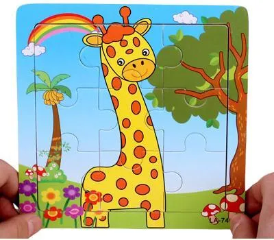 Image de Puzzle en bois dans un cadre Puzzle pédagogique de la girafe