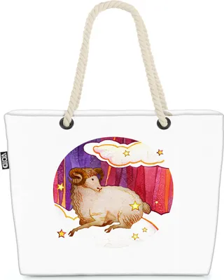 Produktbild von VOID Horoskop Astrologie Widder Strandtasche Shopper 58x38x16cm 23L XXL Einkaufstasche Tasche Reisetasche Beach Bag