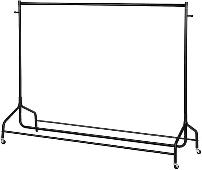 Imagen del producto de Percha para ropa con ruedas, 180 cm, soporte de metal resistente para ropa con espacio para zapatos, perchero móvil con ruedas de 360°