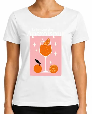 Produktbild von Leben auf der Aperolspur Aperol Spritz Sommer Orangen Party Bar Damen T-Shirt, Weiß, M